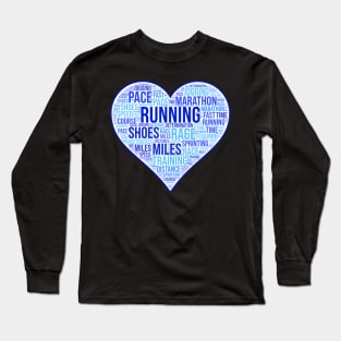 Running Heart Blue Long Sleeve T-Shirt
